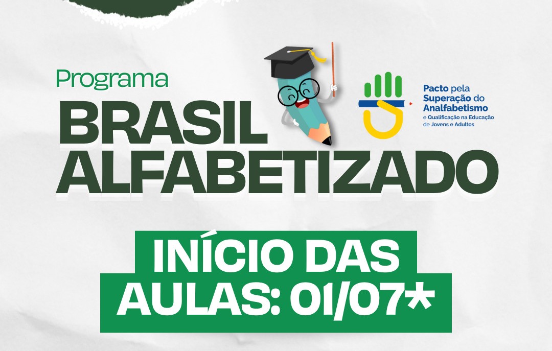 No momento, você está visualizando Aulas do programa ‘Brasil Alfabetizado’ começam no próximo dia 1º de julho